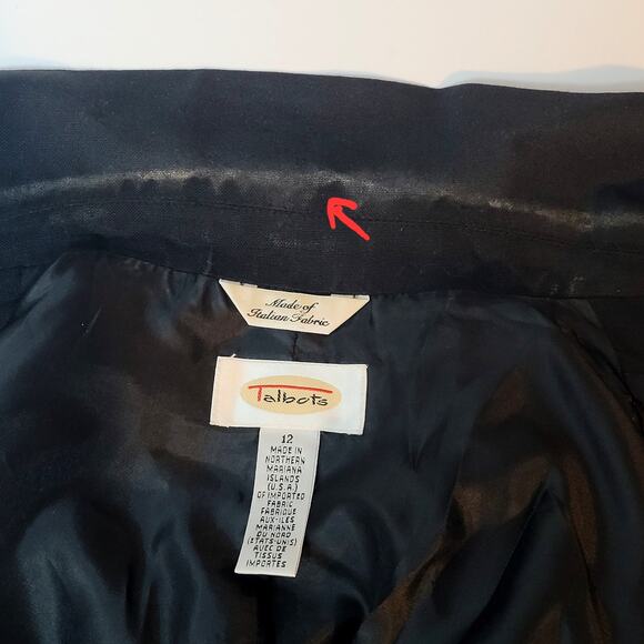 Talbots Size 12 Womens Black Blazer Jacket Italian Fabric Work Career Business - Picture 7 of 11